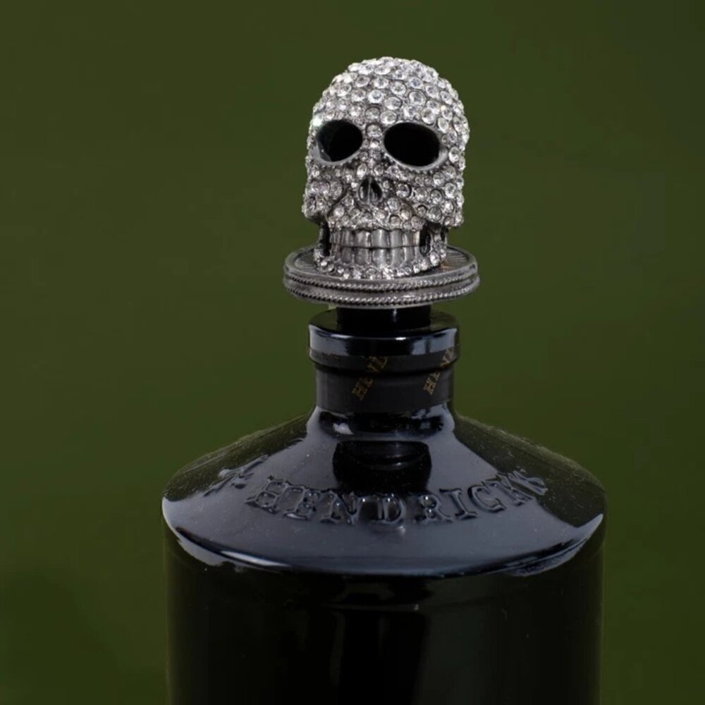 Olivia Riegel Skull Bottle Stopper Discontinued Halloween Gift Swarovski Crystal